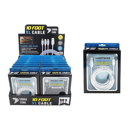 Diamond Visions Diamond Visions Lightning / Type C / Micro USB USB Cable 10 ft. Assorted 08-2593